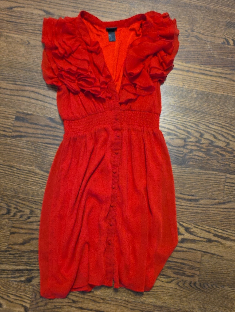 H&M Vibrant Red Ruffle-Front Girls' Dress